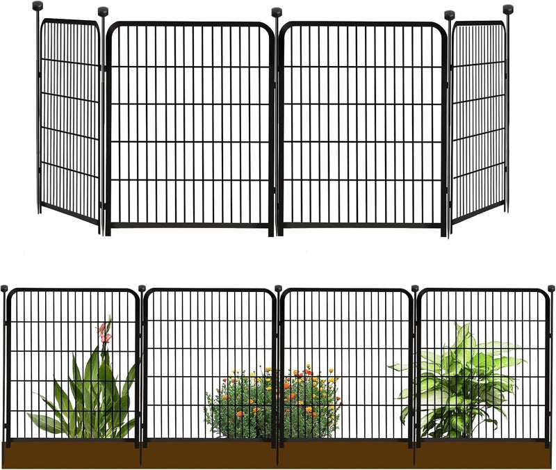 Getlay Garden Fencing 36 Inch High, 4 Panels Total 8.9 Ft(L) Dog Fence Outdoor for Yard, 4 One-Sided Plate, No Door, Anti Dig Fence Barrier, Dog Pen, Rabbit Fences, Garden Fences and Borders - Image 1